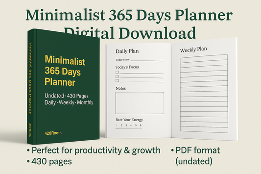 Minimalist 365 Days Planner – Undated, Daily • Weekly • Monthly