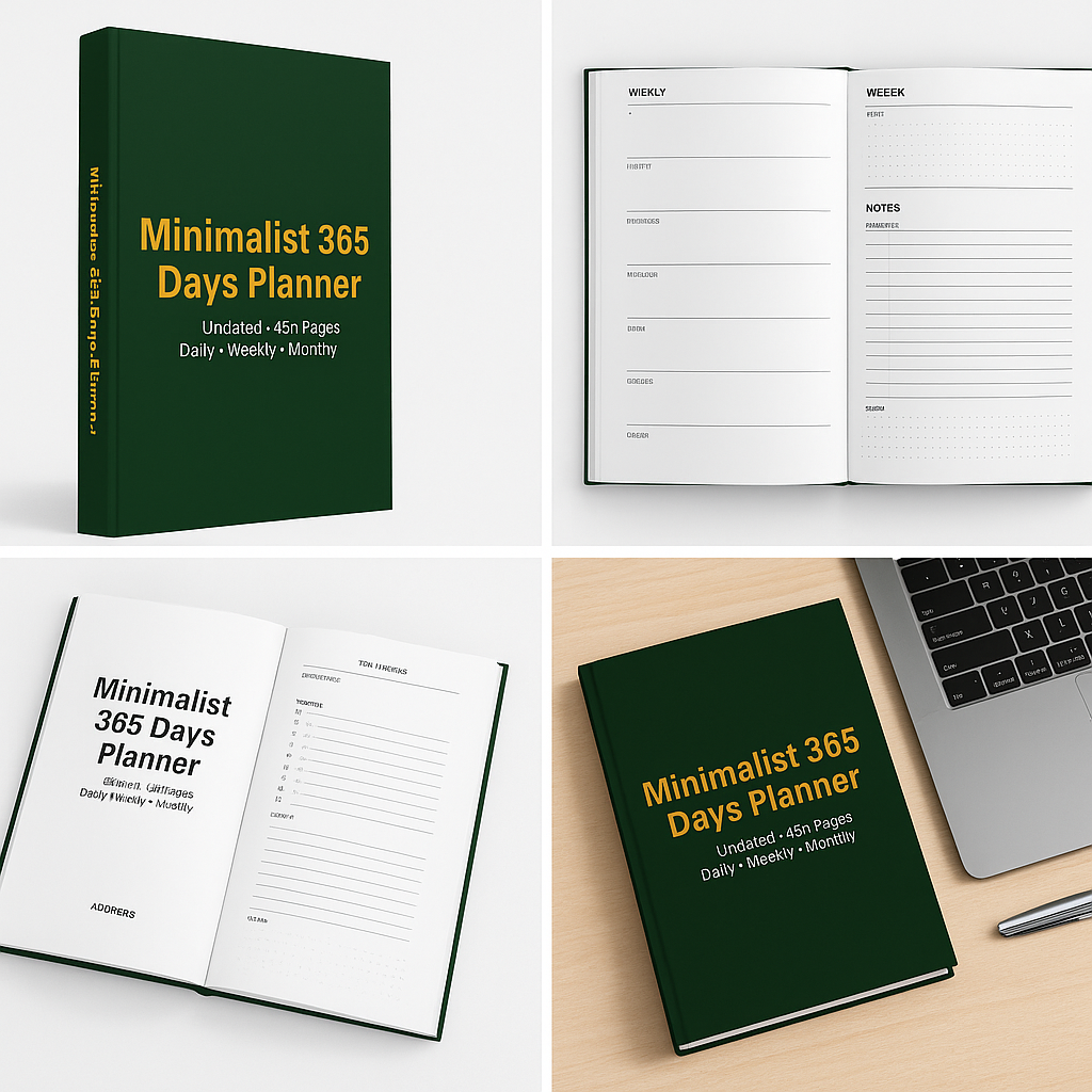 Minimalist 365 Days Planner – Undated, Daily • Weekly • Monthly