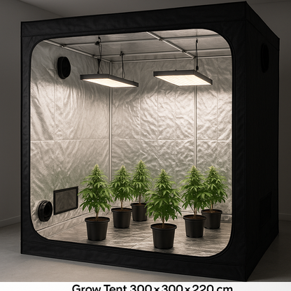 Grow Tent 300×300×220 cm – XL Lightproof Diamond Mylar