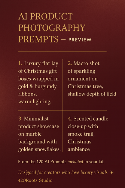 Luxury Christmas Content Creator Kit – 120 AI Prompts, 20 Canva Templates & 200 Captions