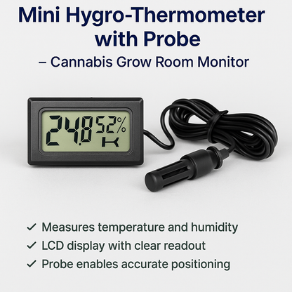 Mini Hygro-Thermometer with Probe – Cannabis Grow Room Monitor