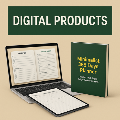 Minimalist 365 Days Planner – Undated, Daily • Weekly • Monthly