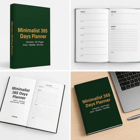 Minimalist 365 Days Planner – Undated, Daily • Weekly • Monthly